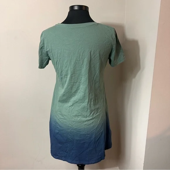 Seafoam Green & Blue Dress Ombré T Shirt Dress in Size Small - Picture 4 of 6